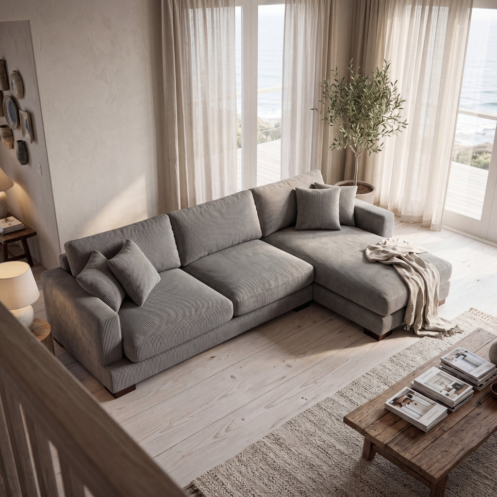 Cloud Chaise Lounge Grey Corduroy