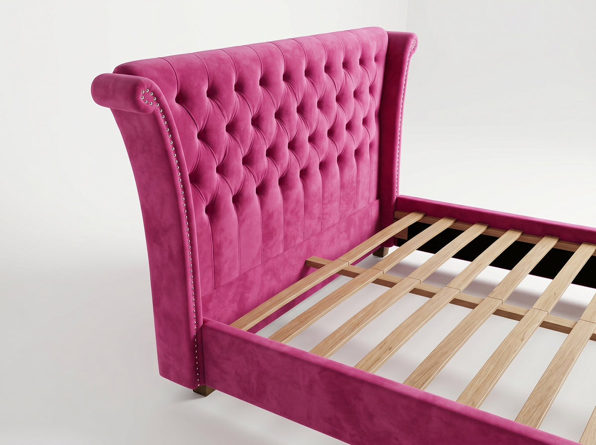 Escala Bedframe - Barbie Pink - Lifestyle Setting | Vibe Sofas