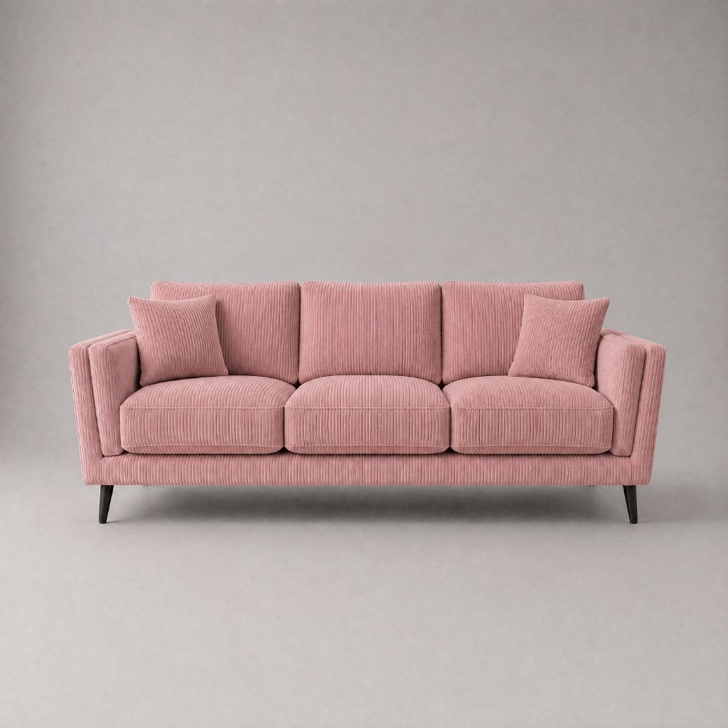Monroe Sofa Rose Pink Corduroy - Front View