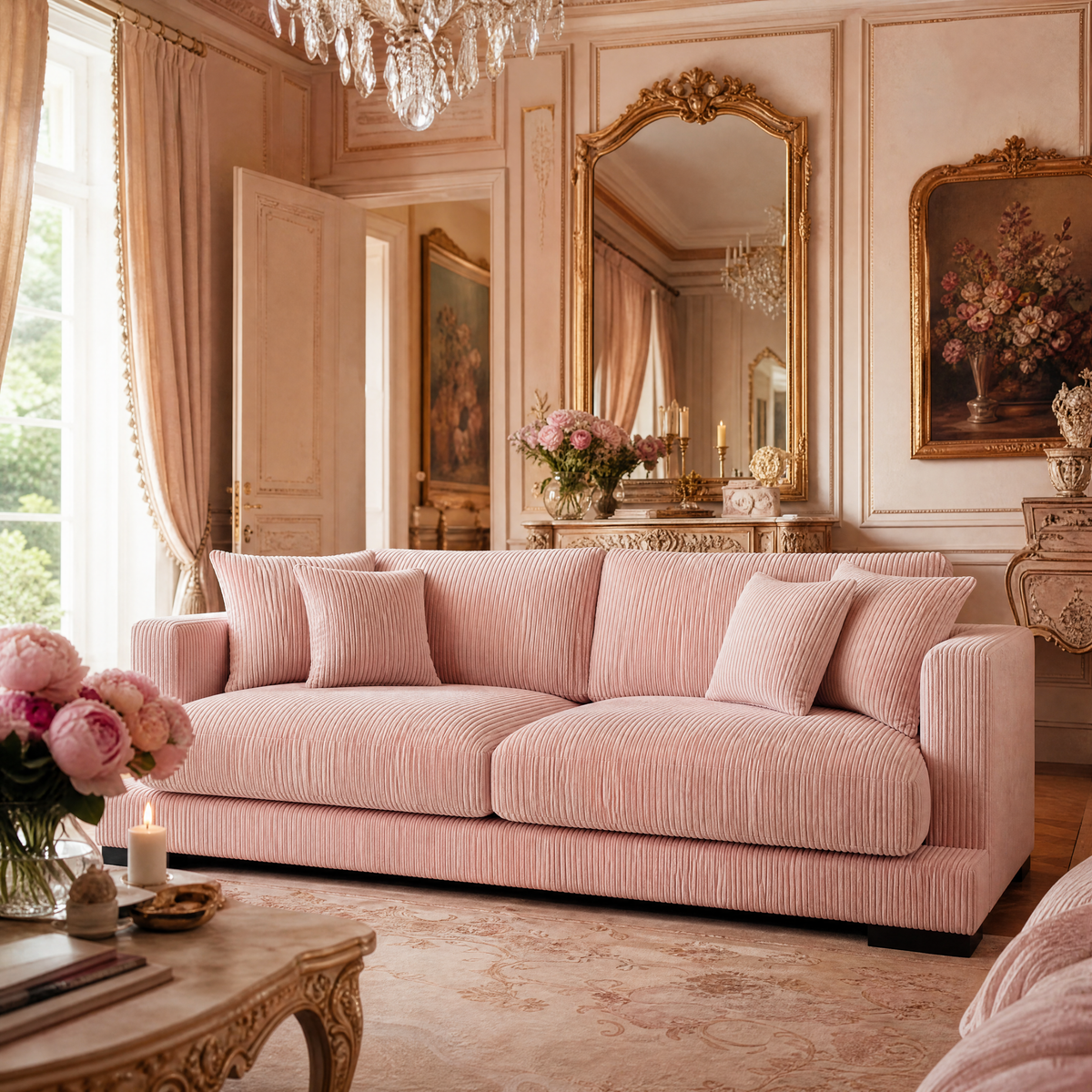 Cloud Sofa Rose Pink Corduroy - Lifestyle