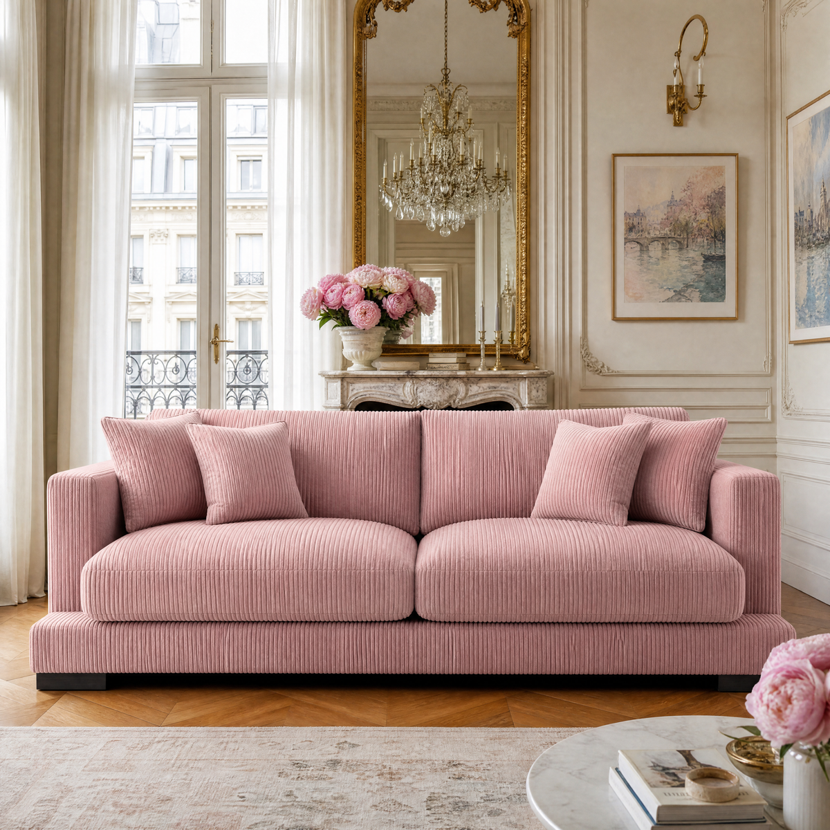 Cloud Sofa Rose Pink Corduroy — Lifestyle
