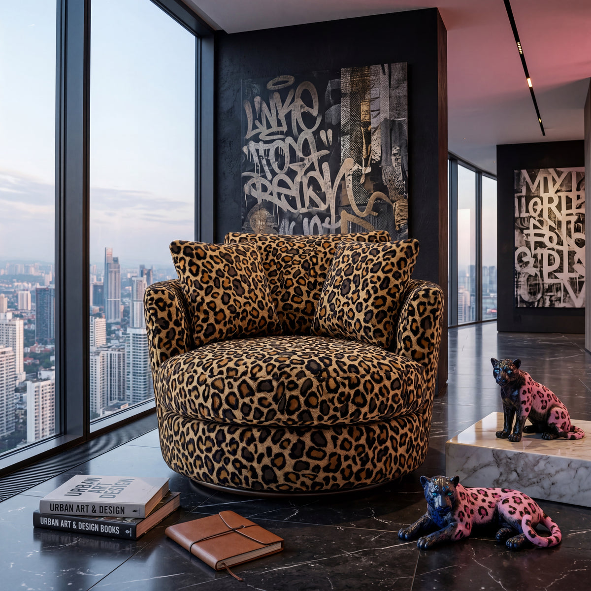 Cuddle Swivel Chair - Cow Print