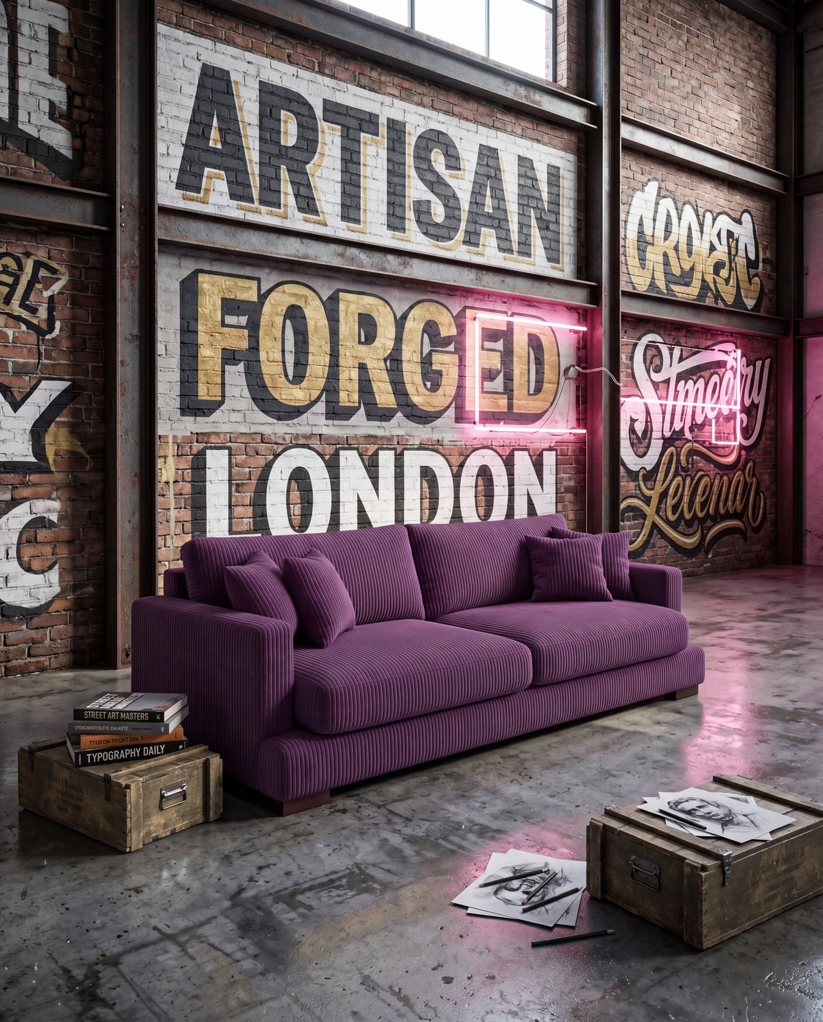 Cloud Sofa Purple Corduroy — Lifestyle