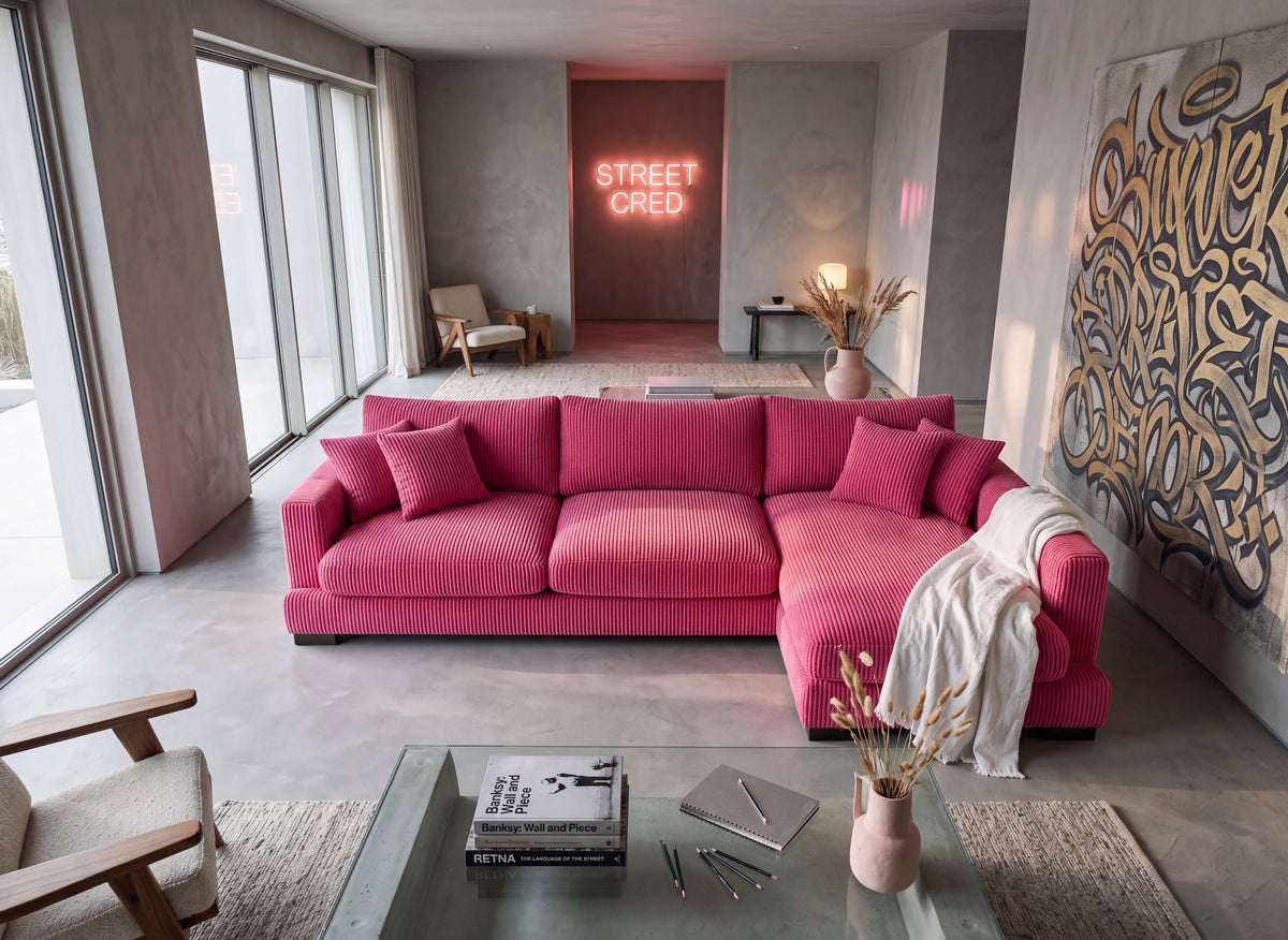 Cloud Chaise Lounge Candy Pink Corduroy