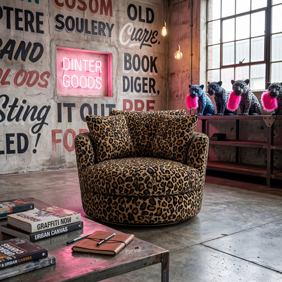 Cuddle Swivel Chair - Cow Print