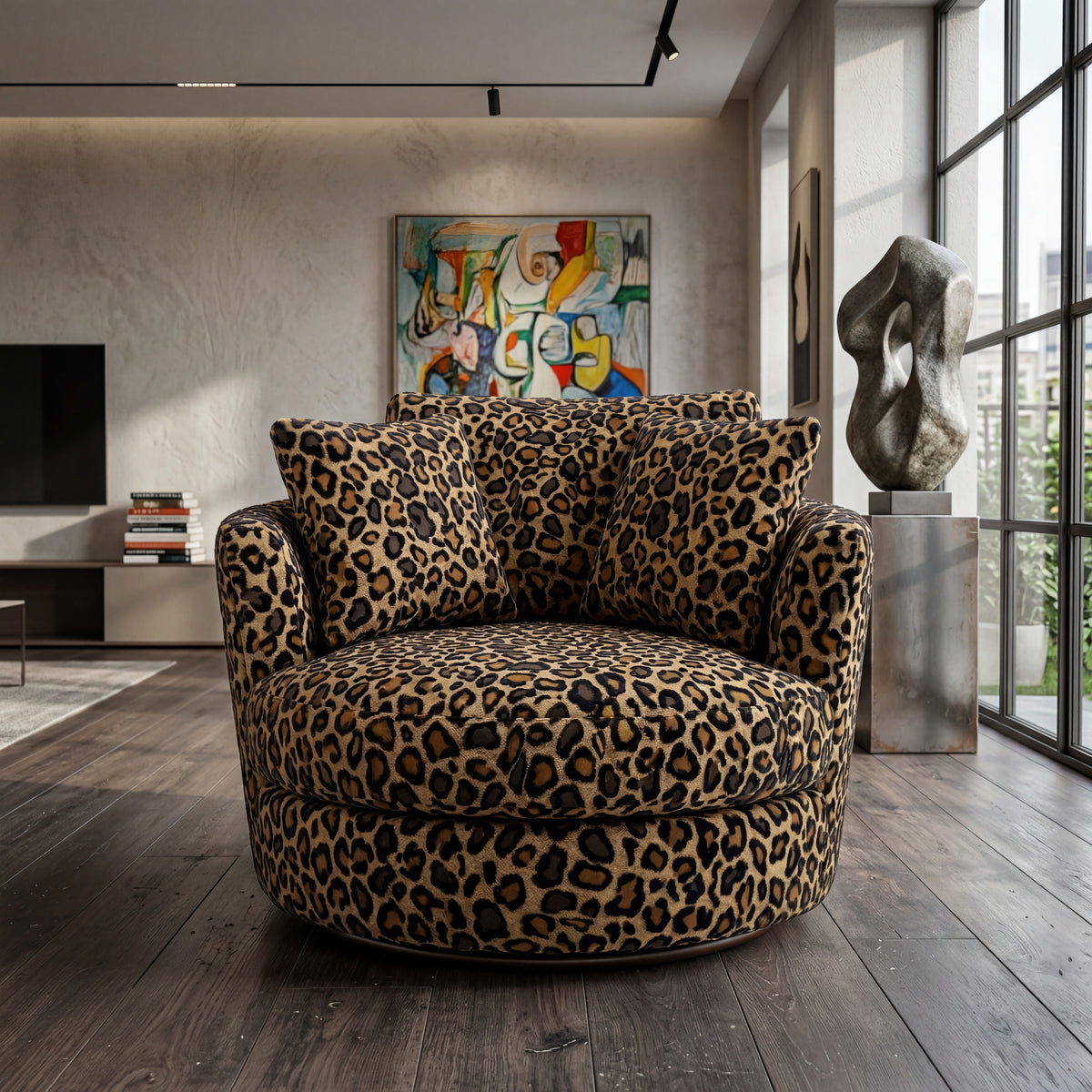 Cuddle Swivel Chair - Cow Print