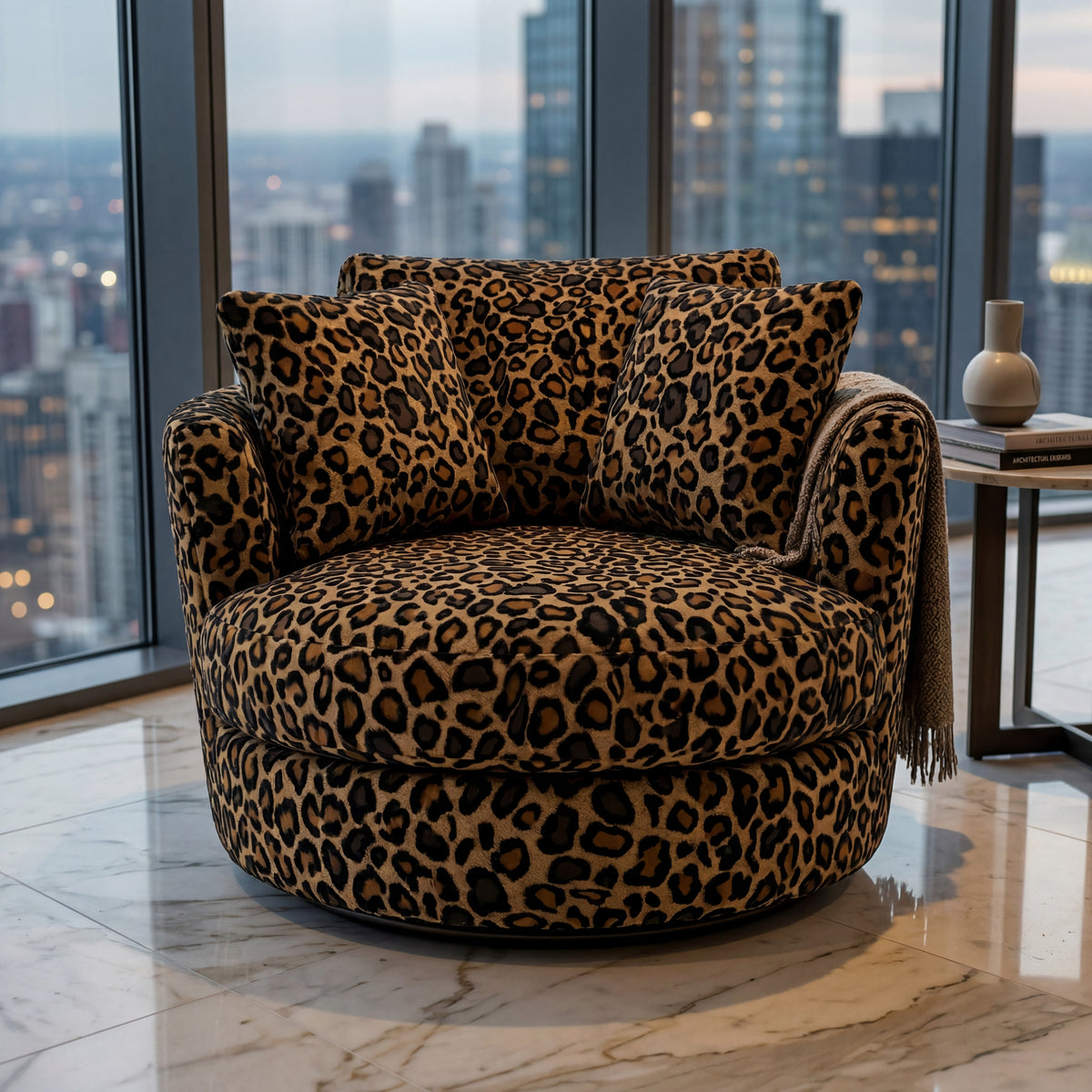 Cuddle Swivel Chair - Cow Print
