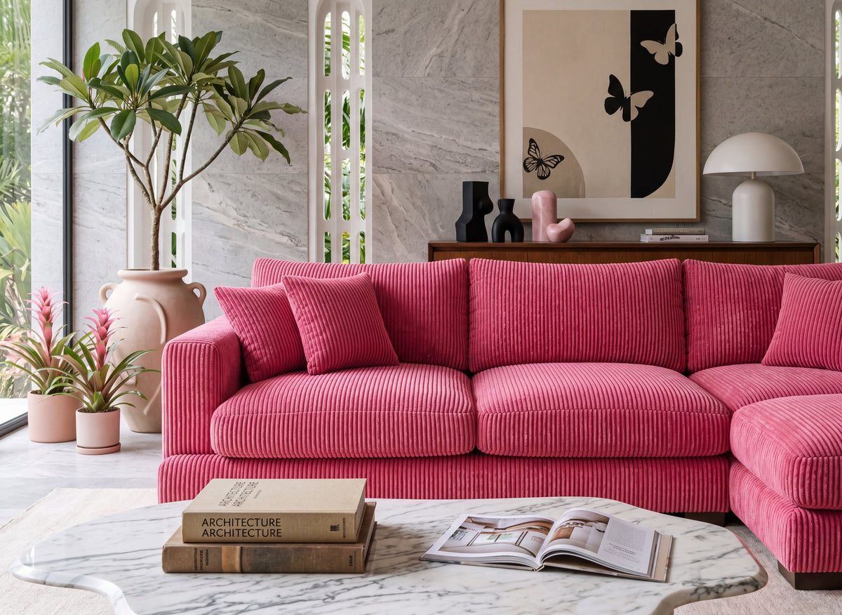 Cloud Chaise Lounge Candy Pink Corduroy