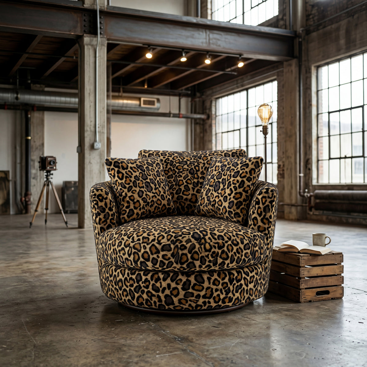 Cuddle Swivel Chair - Cow Print