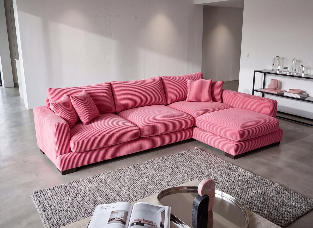 Cloud Chaise Lounge Candy Pink Corduroy