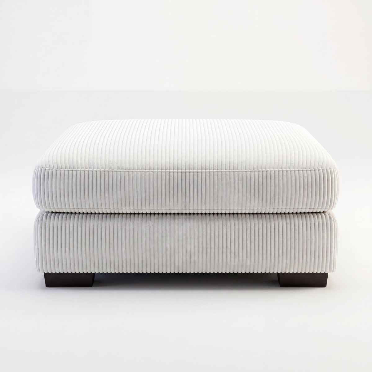 Fabric Cloud Ottoman White Corduroy
