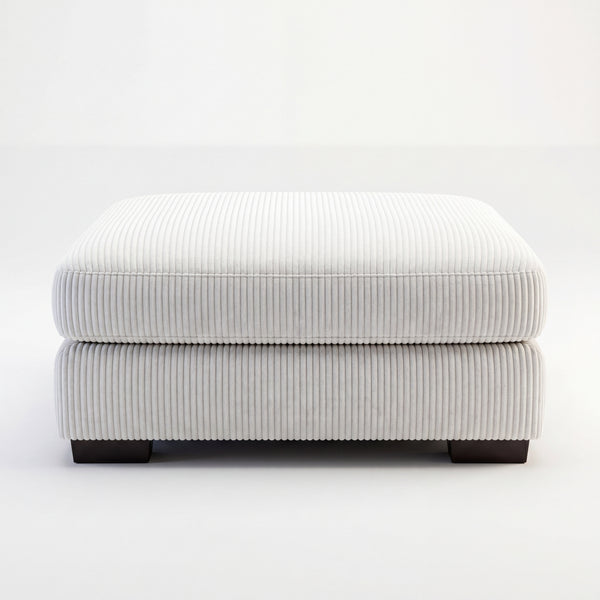 Fabric Cloud Ottoman White Corduroy