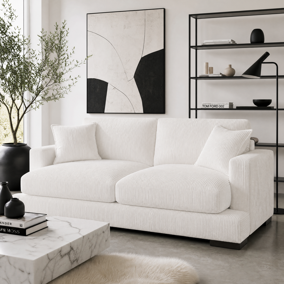 Cloud 2 Seater White Corduroy - Lifestyle