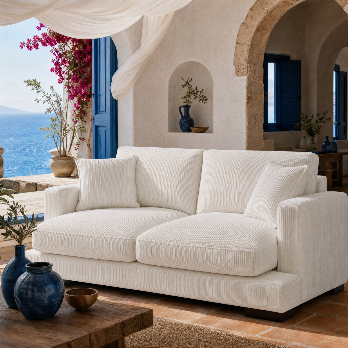 Cloud 2 Seater White Corduroy — Lifestyle