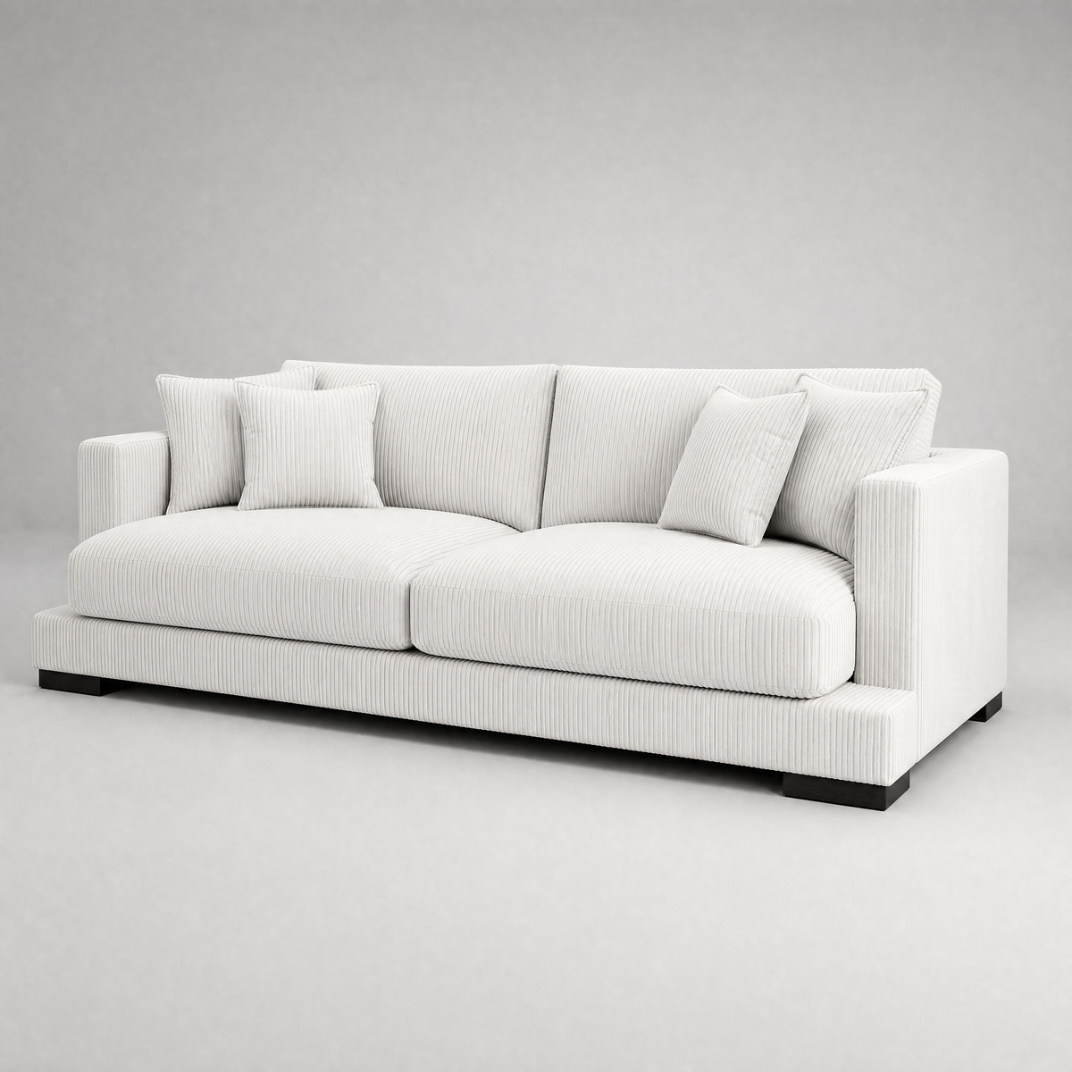 Cloud Sofa White Corduroy - 3/4 Side Angle View