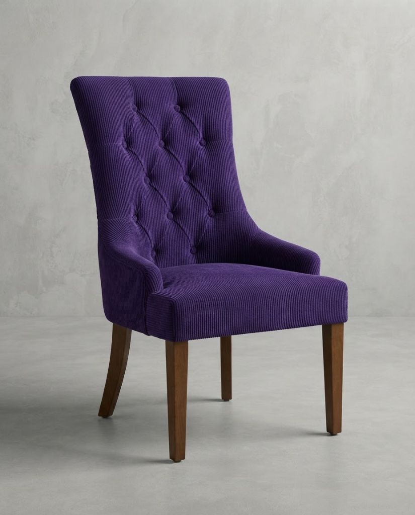 Vibe Dining Chair in Purple Haze Corduroy - button-tufted dining chair with timber legs