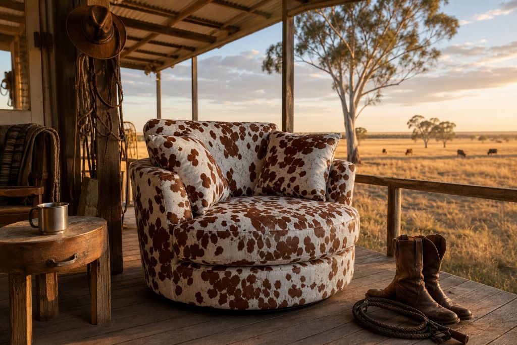 Cowhide Swivel Sunset
